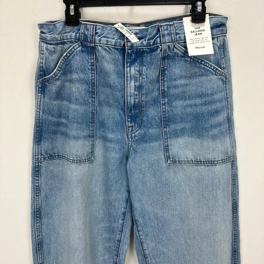 Madewell The Tall Balloon Jean Raebrook Wash Blue High Rise Rigid US 30T NWT
